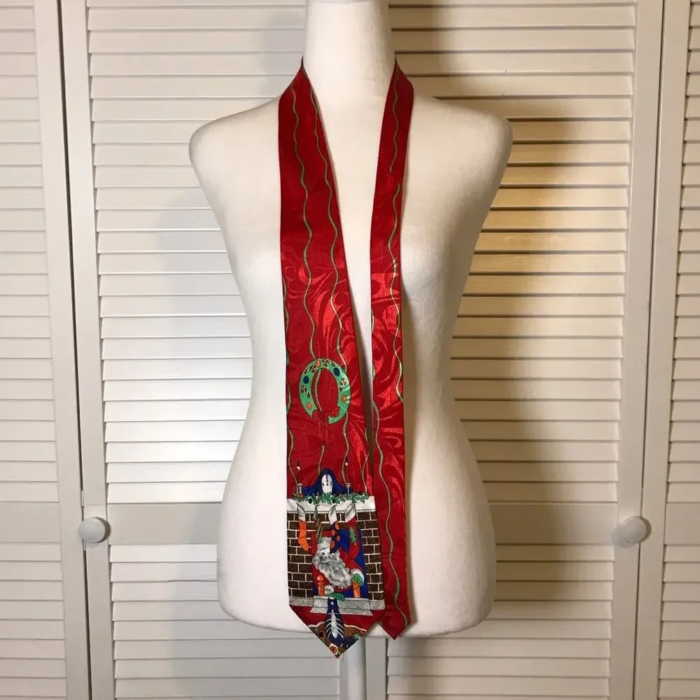 Renaissance Santa Claus Christmas Short Wide Mens Necktie